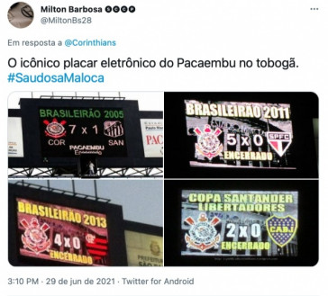 Torcida do Corinthians repercute demolio do tobog