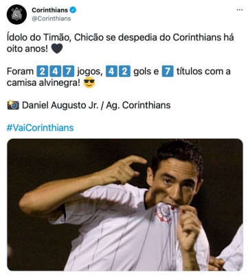 Corinthians lembrou a despedida de Chico nas redes sociais