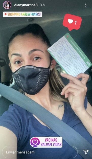 Diany recebeu primeira dose da vacina contra a Covid-19