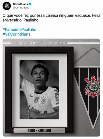 Corinthians parabenizou Paulinho pelo Twitter