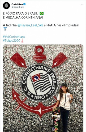 Corinthians parabenizou Fadinha pela medalha de prata