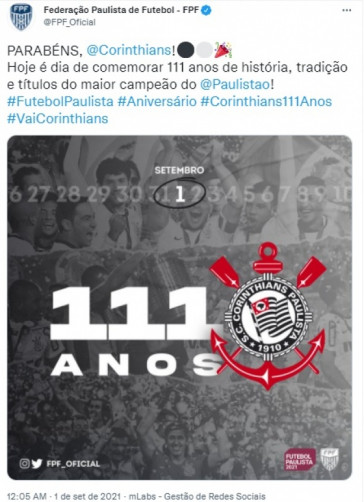 Parabns ao Corinthians da FPF
