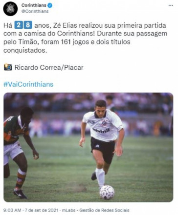 Corinthians lembrou o aniversrio de estreia de Z Elias pelo clube
