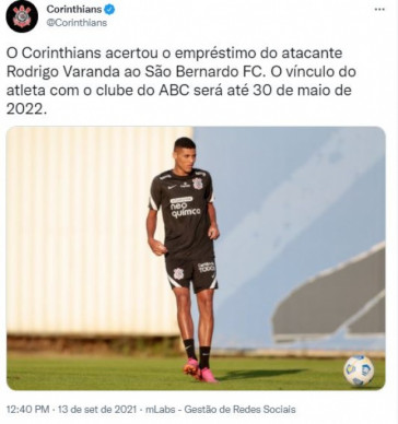 Corinthians anunciou emprstimo de Rodrigo Varanda ao So Bernardo