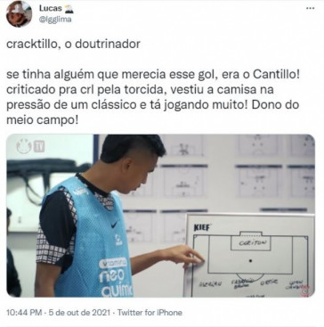 Cantillo marcou primeiro gol pelo Corinthians nesta tera-feira