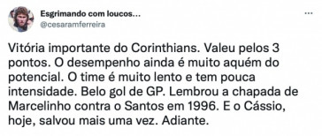 Repercussão da vitória do Corinthians nas redes sociais