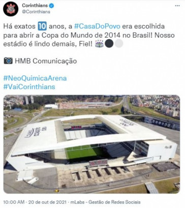 Neo Qumica Arena foi palco de abertura da Copa do Mundo 2014
