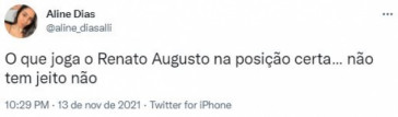 Torcida do Corinthians elogiou Renato Augusto nas redes sociais