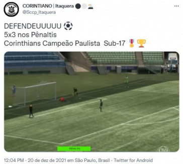 Goleiro Kau brilhou nas penalidades e Corinthians conquistou o ttulo Paulista Sub-17