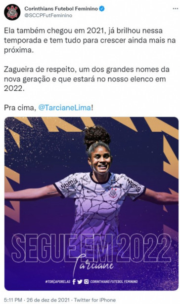 Confirmação da permanência de Tarciane