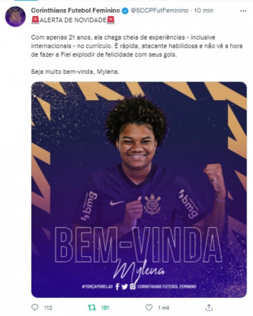 Corinthians fez sua quinta contratação para o feminino para a temporada 2022