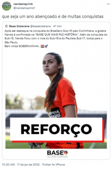 Ex-Corinthians, goleira Nanda é reforço do São Paulo para 2022