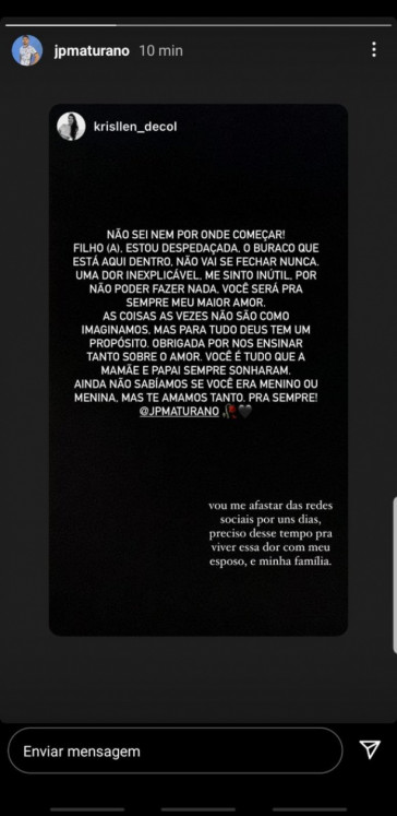 Publicação feita no Instagram do jogador