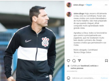 Siston se despede do Corinthians