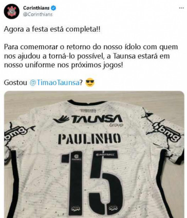 Espaço ocupado pela Taunsa na camisa do Corinthians