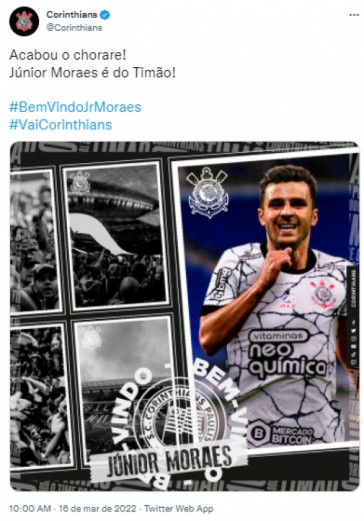 Corinthians anuncia Jnior Moraes como nova contratao do clube