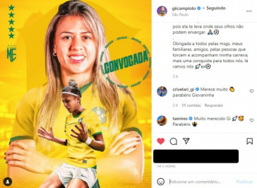 Gi Campiolo celebrou sua convocao para defender a Seleo Brasileira