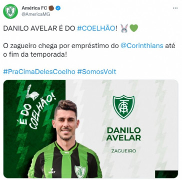 Danilo  Avelar defender o Amrica-MG nesta temporada