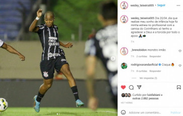 Atacante Wesley Gassova, do Sub-17 do Corinthians, fez sua estreia pelo profissional do Timo na Copa do Brasil