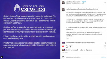 Corinthians Steamrollers denuncia racismo em jogo da SPFL