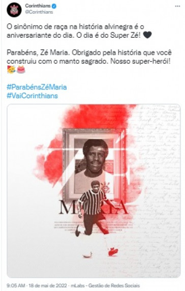 Corinthians comemora aniversário de Zé Maria; ídolo completa 73 anos em 2022