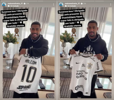 Malcom recebeu nova primeira camisa do Corinthians e agradeceu clube nas redes