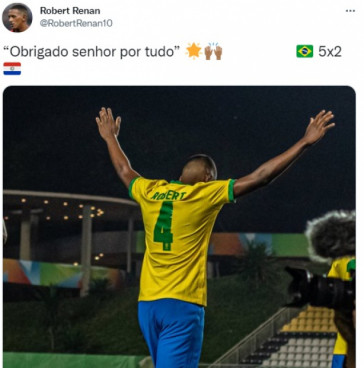 Robert Renan foi titular da Seleo Brasileira Sub-20 e permaneceu os 90 minutos em campo