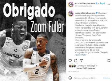 Corinthians Basquete se despede de Zoom Fuller