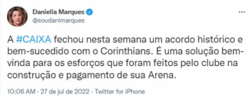 Presidente da Caixa celebra acordo com o Corinthians