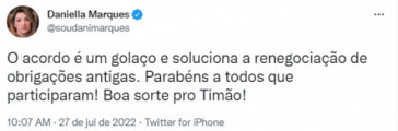 Presidente da Caixa Econmica Federal celebra acordo com o Corinthians