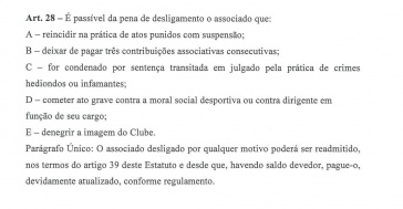 Regras retiradas do site oficial do Corinthians sobre os associados