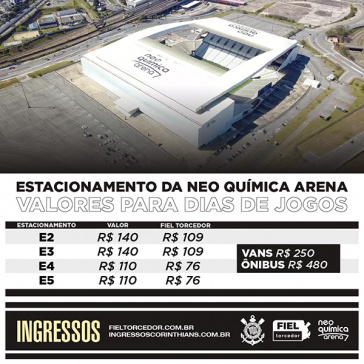 O Corinthians divulgou que os valores dos tickets de estacionamento sofreram reajuste