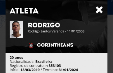 Rodrigo Varanda segue registrado como jogador do Corinthians na FPF e na CBF