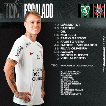 Os 23 jogadores do Corinthians que enfrentaram o Amrica-MG