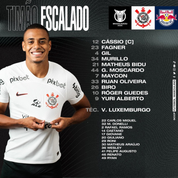 Os 23 jogadores do Corinthians que enfrentaram o Red Bull Bragantino