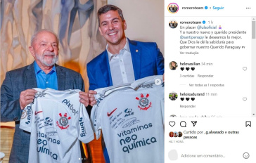 Postagem de Romero sobre Lula
