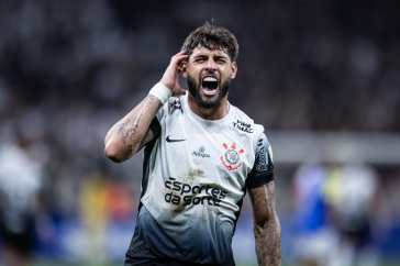 Yuri Alberto gritando ap�s o segundo gol no duelo diante da UCV pela Libertadores