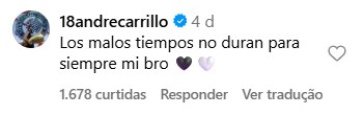 Comentário de André Carrillo incentivando Héctor Hernández