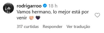 Comentário de Rodrigo Garro incentivando Héctor Hernández