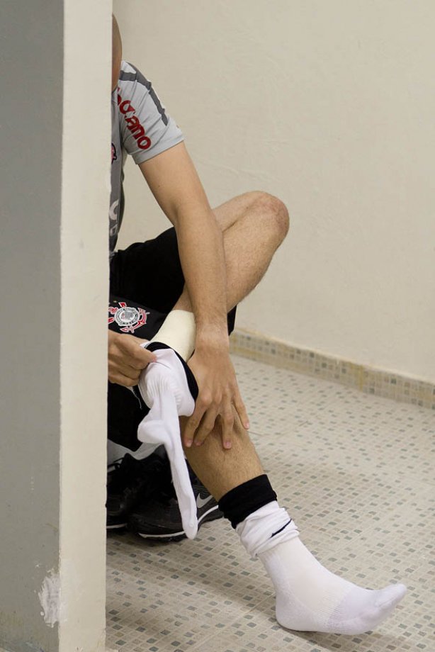 Julio Cesar nos vestiários antes da partida entre Corinthians x Fluminense, realizada esta tarde no estádio do Pacaembu, pela 4ª rodada do Campeonato Brasileiro de 2011