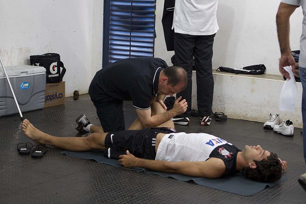 Nos vestiários antes da partida entre Mirassol x Corinthians realizada esta tarde no estádio José Maia, jogo válido pela 3ª rodada do Campeonato Paulista de 2013