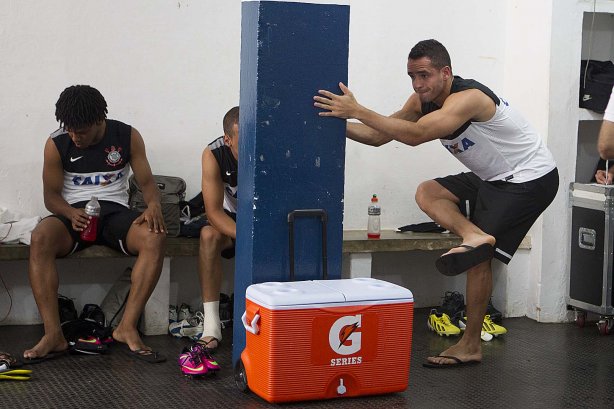 Nos vestiários antes da partida entre Mirassol x Corinthians realizada esta tarde no estádio José Maia, jogo válido pela 3ª rodada do Campeonato Paulista de 2013