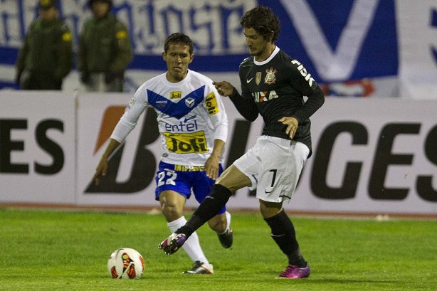 Durante a partida entre San José/Oruro/Bolivia x Corinthians/Brasil realizada esta noite no estádio Jesus Bermudez, na cidade de Oruro/Bolivia, primeiro jogo da fase de classificação da Copa Libertadores de América 2013