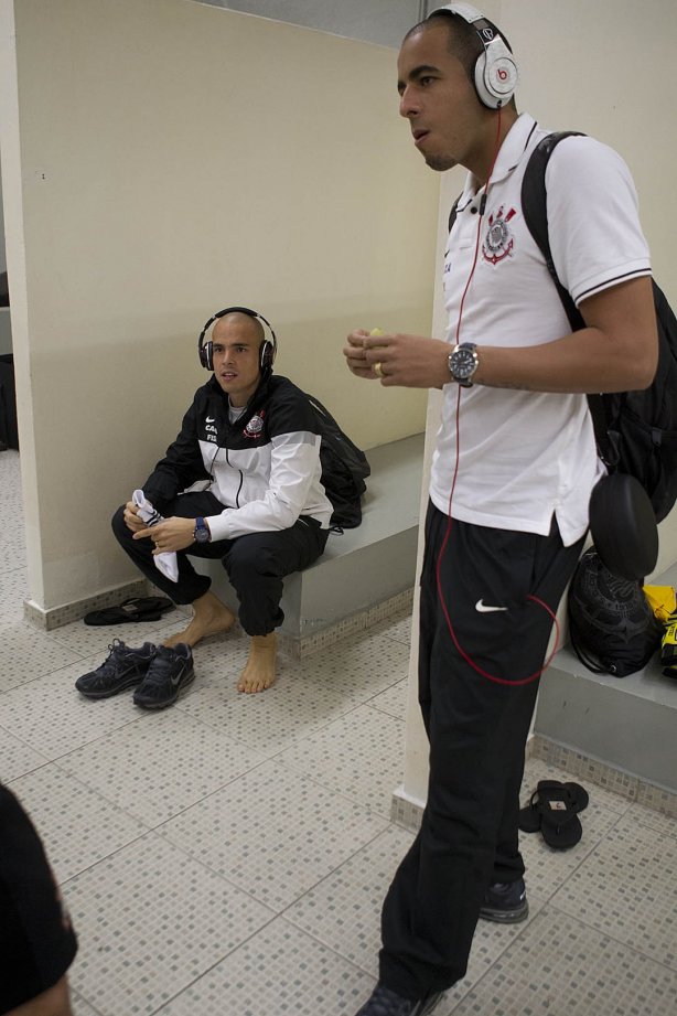 Nos vestiários antes da partida entre Corinthians x Penapolense realizada esta noite no estádio do Pacaembu, jogo válido pela 15ª rodada do Campeonato Paulista de 2013