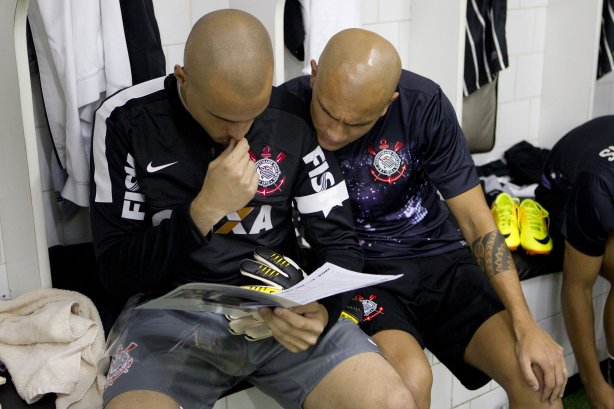 Nos vestiários antes da partida entre São Paulo x Corinthians, realizada esta noite no estádio do Morumbi, jogo de ida da Recopa 2013