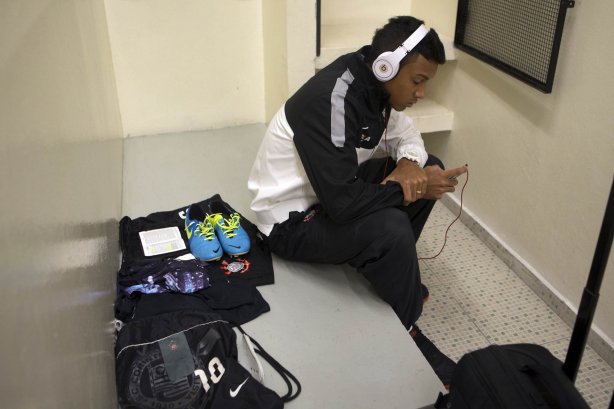 Nos vestiários antes da partida entre Corinthians x Luverdense Esporte Clube/MT, realizada esta noite no estádio do Pacaembu, válida pelas oitavas de final, jogo da volta da Copa do Brasil 2013