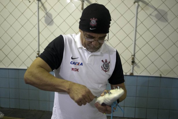 Nos vestiários antes da partida entre Internacional/RS x Corinthians, realizada esta noite no estádio do Vale, em Novo Hamburgo/RS, válida pela 18ª rodada do Campeonato Brasileiro de 2013