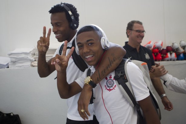 Nos vestiários antes da partida entre Corinthians x Flamengo, realizada esta tarde no estádio do Pacaembu, válida pela 2ª rodada do Campeonato Brasileiro de 2014