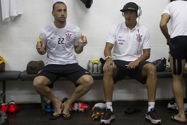 Nos vestiários antes da partida entre Chapecoense/SC x Corinthians, realizada esta noite no estádio Arena Indio Conda, em Chapeco/SC, válida pela 3ª rodada do Campeonato Brasileiro de 2014