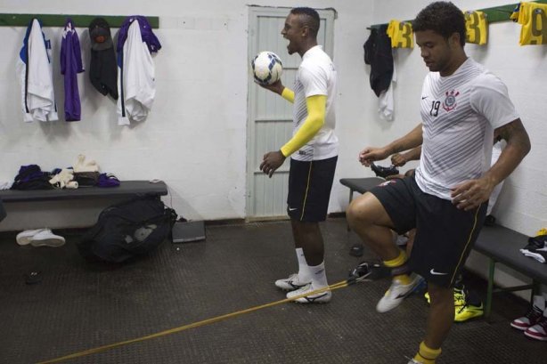 Nos vestiários antes da partida entre Chapecoense/SC x Corinthians, realizada esta noite no estádio Arena Indio Conda, em Chapeco/SC, válida pela 3ª rodada do Campeonato Brasileiro de 2014